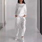 Top Col Rond et Pantalon à Lacets avec Poches 