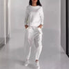 Top Col Rond et Pantalon à Lacets avec Poches 